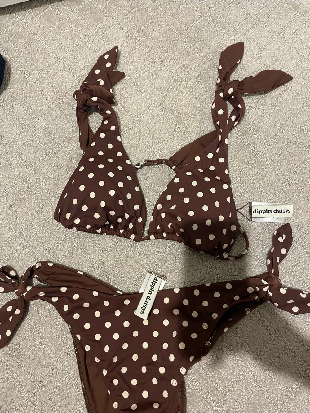 Dippin' Daisy's Brown & Cream Polka Dot Tie Bikini